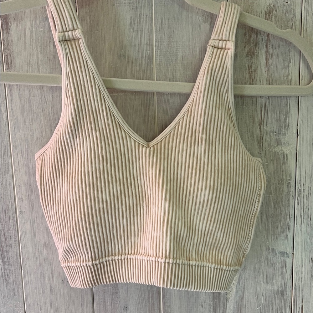 Zenana Outfitters Cream Ribbed Crop Top, BRAND NEW-NEVER WORN!